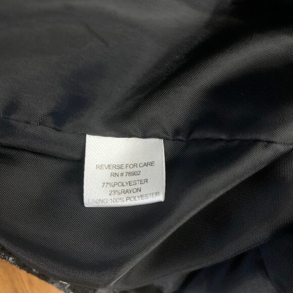 Erin London Blazer Size L Silver Scribble Loop Swirl 3/4 Cuff Sleeve - Picture 14 of 16